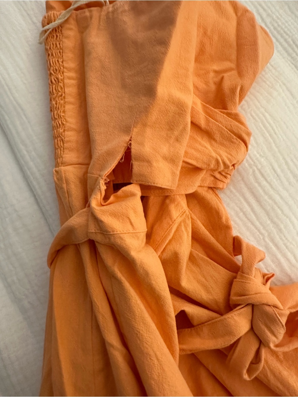 Free People Strapless Peach Mini Ruffle Dress - Picture 9 of 13